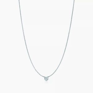 Tiffany Elsa Peretti single diamond pendant necklace in silver